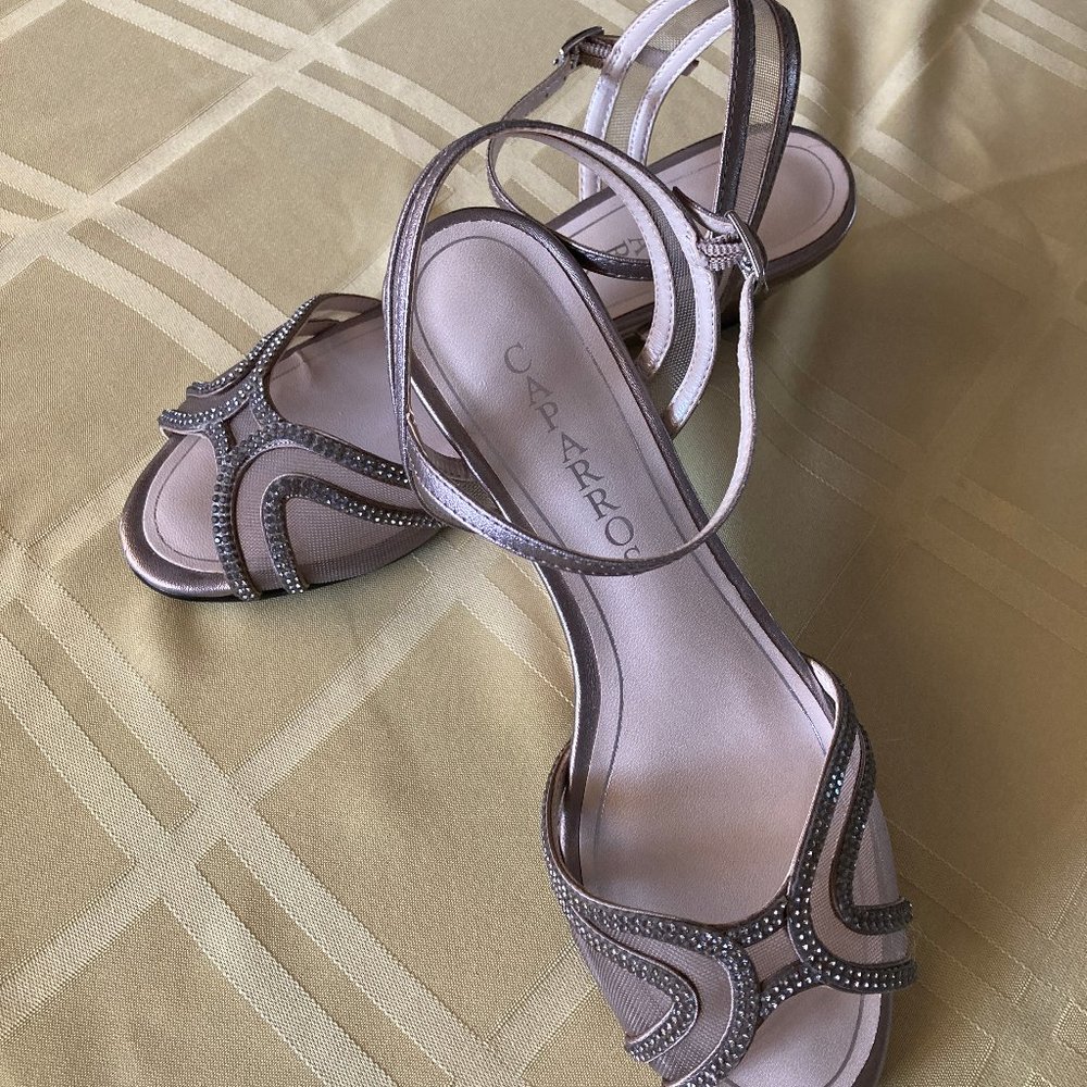 Caparros dress sandal - wedge -6M  - mesh gold and rhinestones with strap